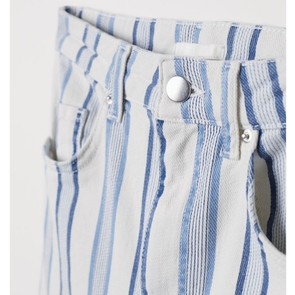 H&M Ankle Length Twill Pants blue white size 8 - Picture 3 of 10